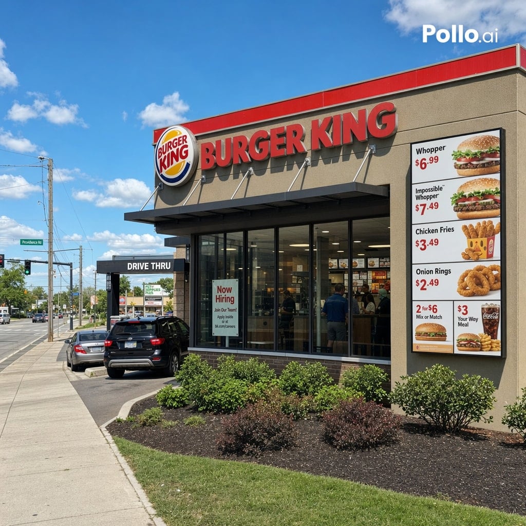 Photorealistic Fast Food Storefront Qwen Image 프롬프트 예시: This prompt generates a clean, photorealistic fast-food restaurant exterior with readable signage and menu text, suitable...