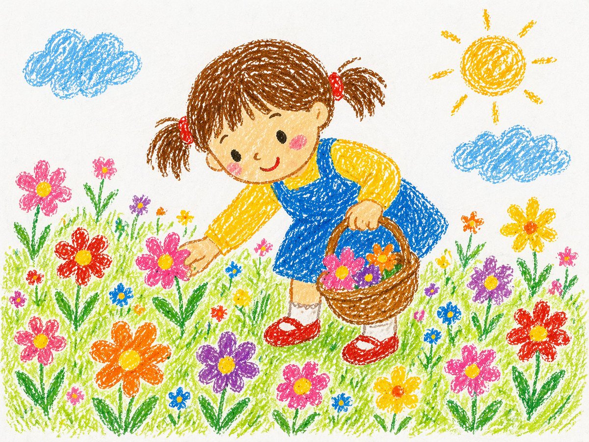 Crayon Style Drawing Prompt GPT Image 2 prompt example: A prompt for generating nostalgic crayon-style illustrations with soft textures and playful, hand-drawn imperfections.