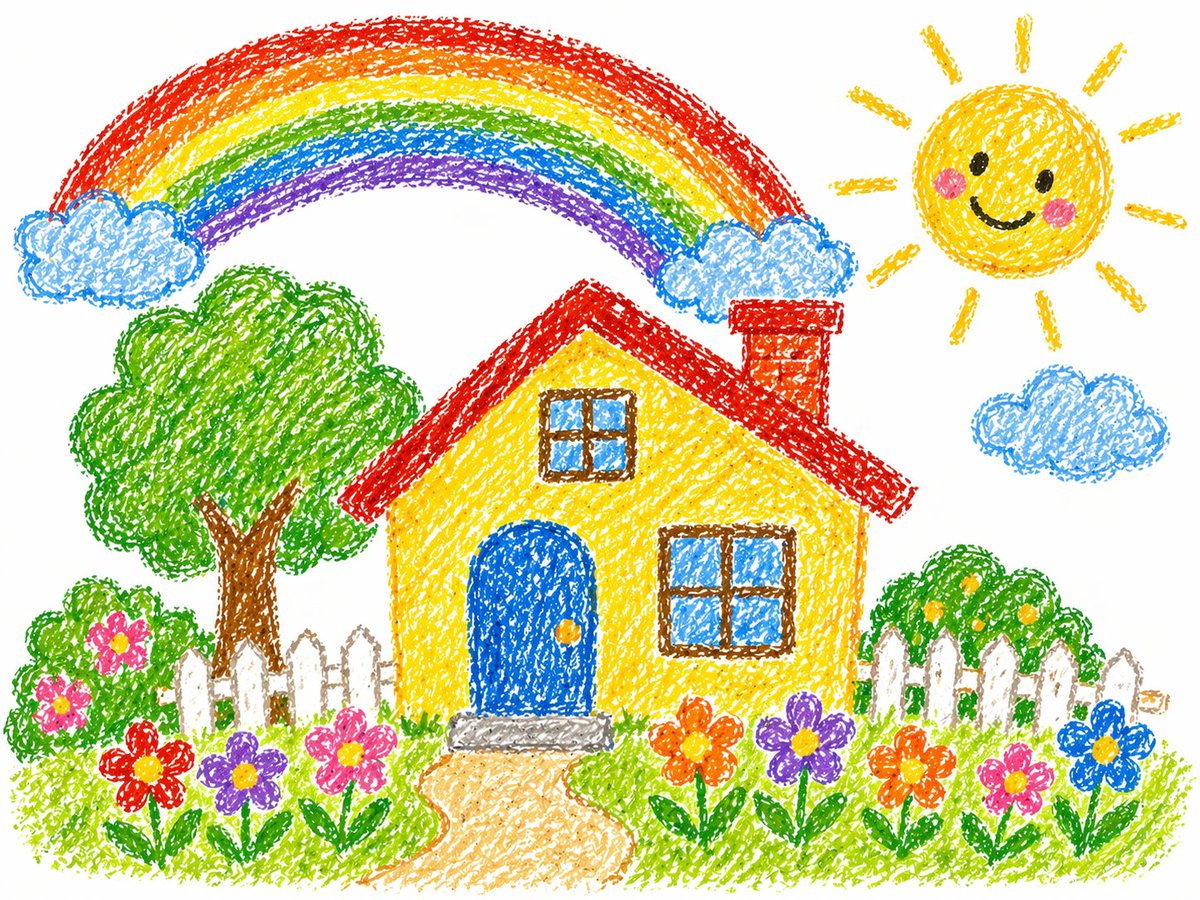 Crayon Style Drawing Prompt GPT Image 2 prompt example variation 3: A prompt for generating nostalgic crayon-style illustrations with soft textures and playful, hand-drawn...