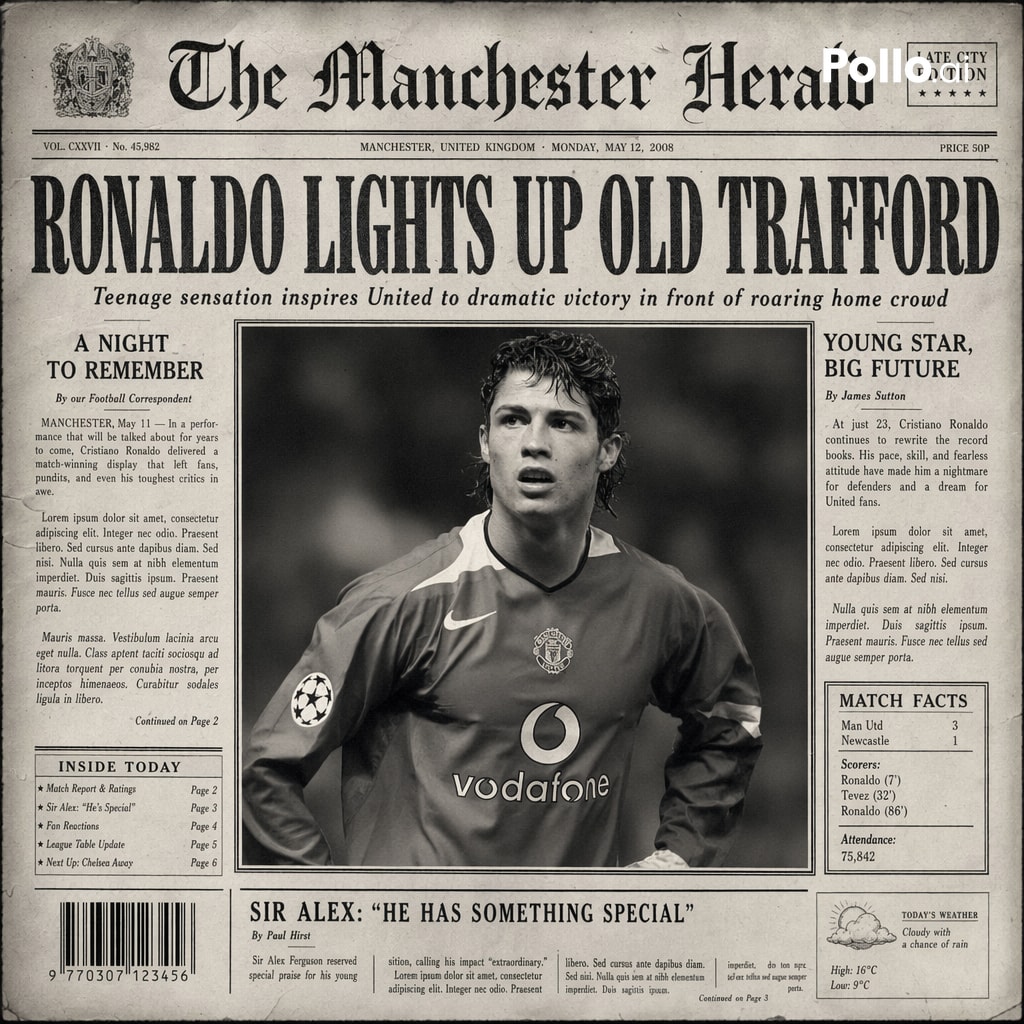 Vintage Newspaper Front Page Generator 的 GPT Image 2 提示词示例图 变化图 2:A highly detailed prompt for creating realistic vintage newspaper designs with customizable headlines and...