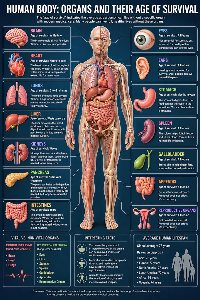 Medical Infographic Prompt のQwen Imageプロンプト例: A detailed prompt for creating a modern medical infographic of the human body, ideal for educational posters.