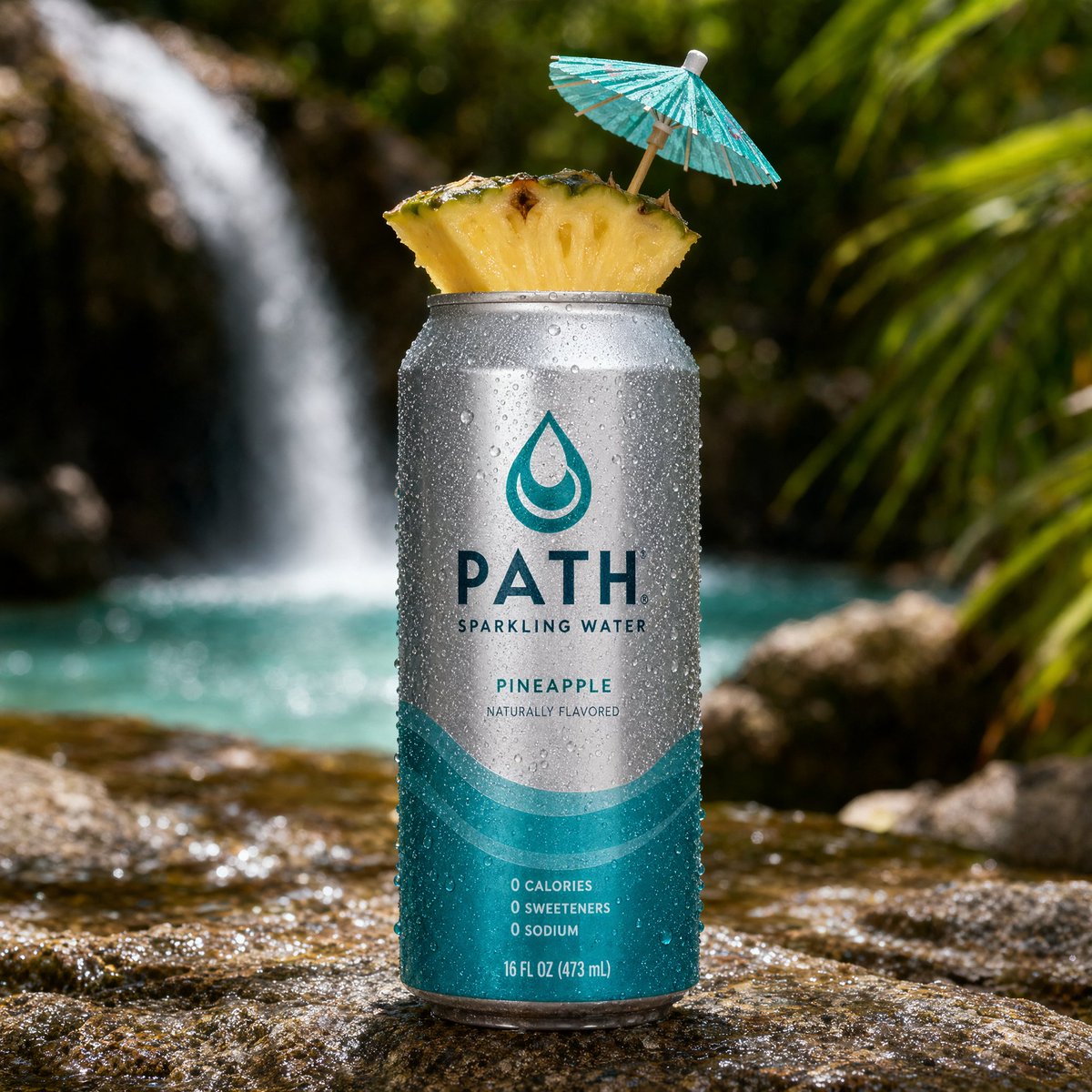 Tropical Product Photography GPT Image 2 prompt example variation 2: A professional studio prompt for commercial product photography of a beverage can in a tropical beach setting...