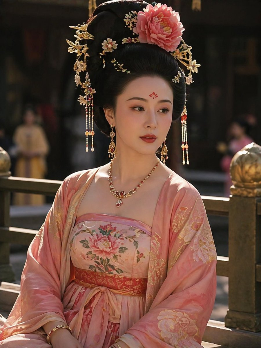 Historical Figure Realist Portrait Qwen Image prompt example: A prompt attempting to reconstruct the appearance of the historical figure Yang Guifei with high-definition modern...