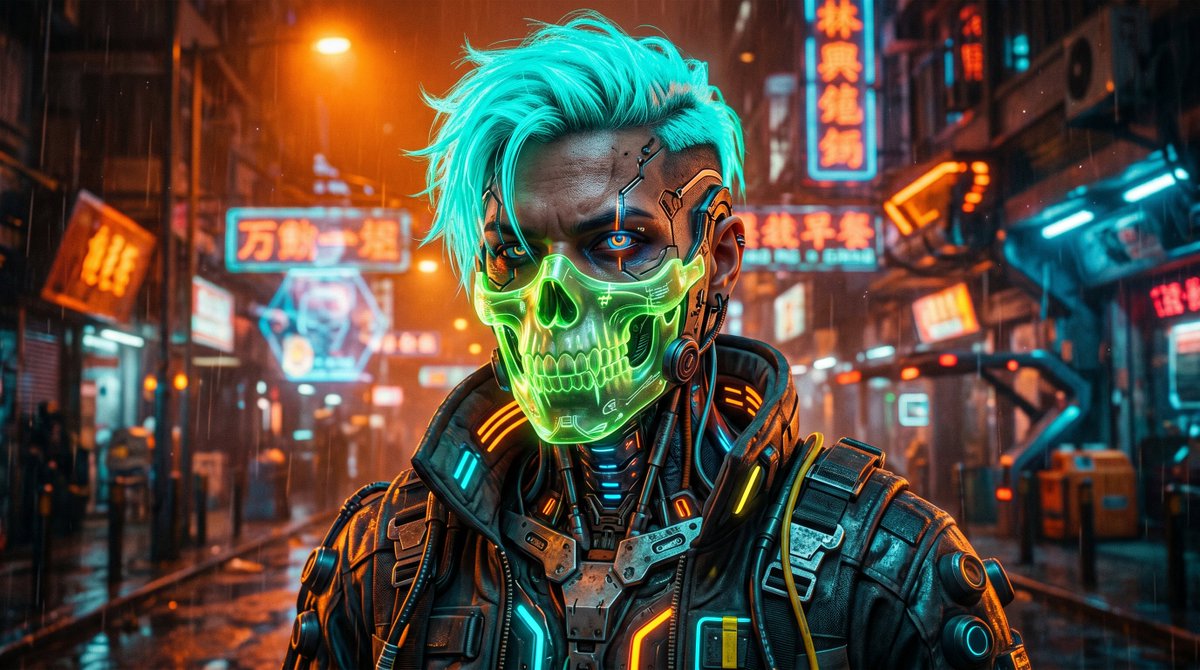 Cyberpunk Neon Alley Portrait GPT Image 2 prompt example: This prompt generates a moody cinematic cyberpunk character portrait for sci-fi key art, social posts, or futuristic...