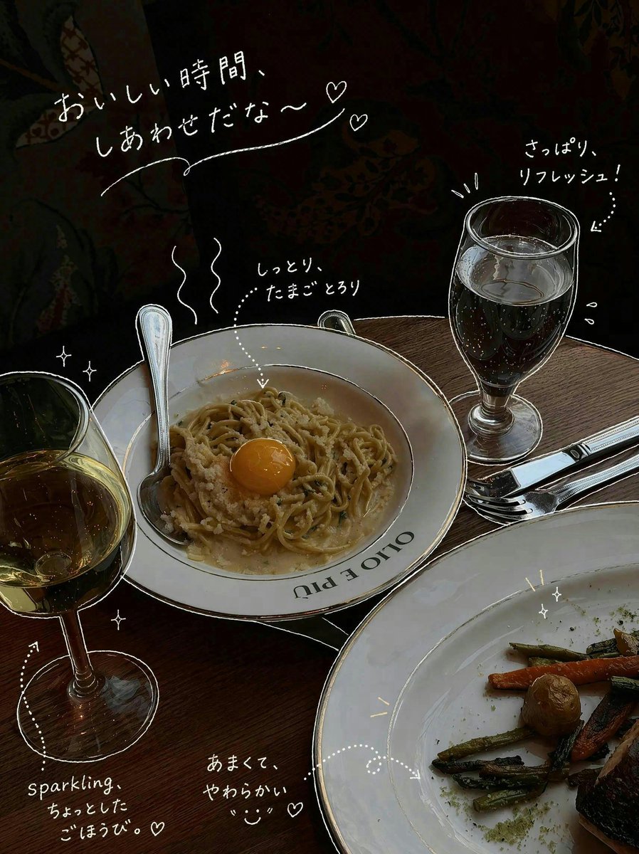 Doodle-Style Cozy Restaurant Table Photo Qwen Image 프롬프트 예시: This prompt generates a dark, cozy restaurant food photo with handwritten Japanese doodles and annotations, ideal for...