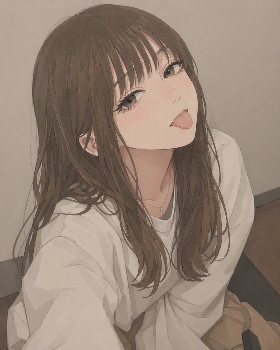 Censored Anime Girl Selfie Portrait Qwen Image 프롬프트 예시: This prompt generates a soft, intimate anime-style portrait of a seated young woman with her face hidden by a censor...