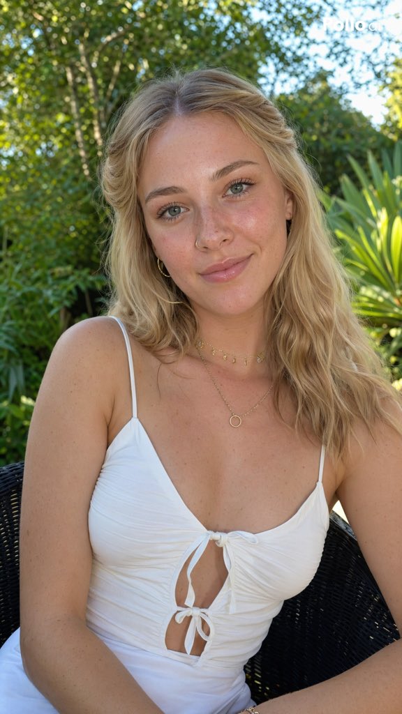 Garden Portrait With White Summer Dress GPT Image 2 prompt example variation 2: This prompt generates a realistic outdoor lifestyle portrait commonly used for fashion, social...