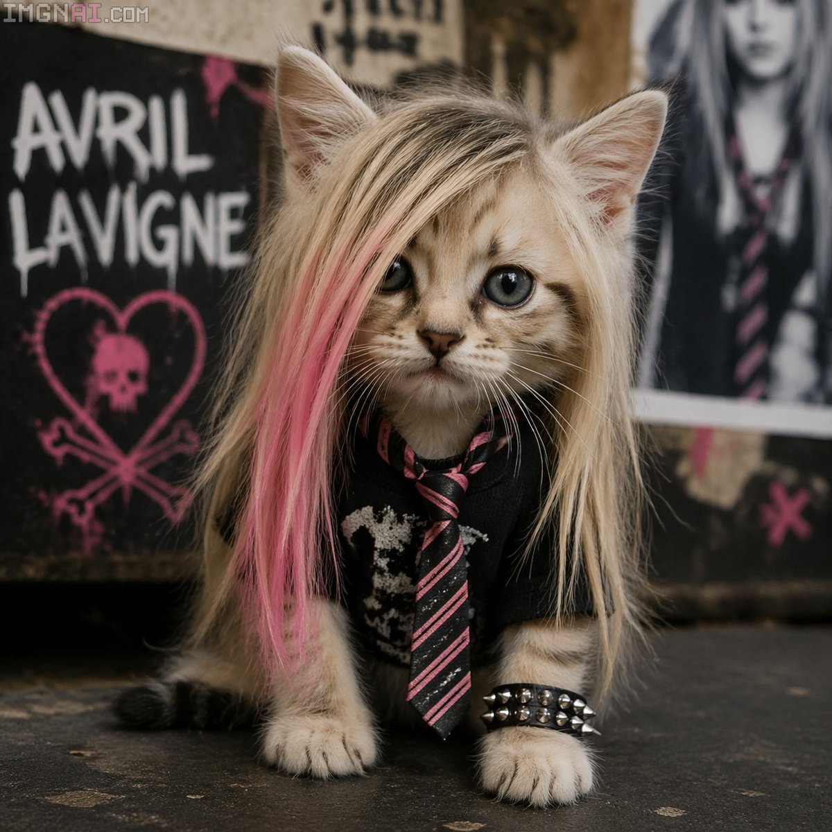 Pop-Punk Emo Kitten Portrait Qwen Image 프롬프트 예시: This prompt generates a photorealistic kitten portrait with emo pop-punk styling, ideal for humorous music-themed character art...