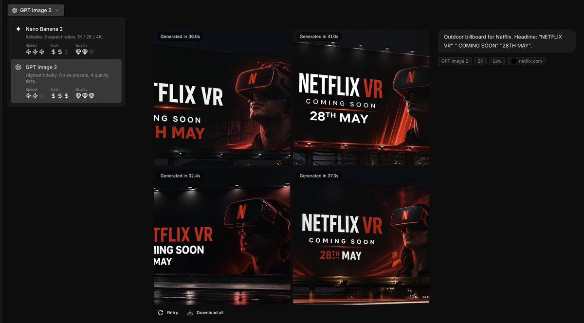 Brand Guide to Ad Concepts UI Qwen Image 프롬프트 예시: This prompt transforms a brand style reference into a polished AI creative-tool screenshot that showcases four on-brand...