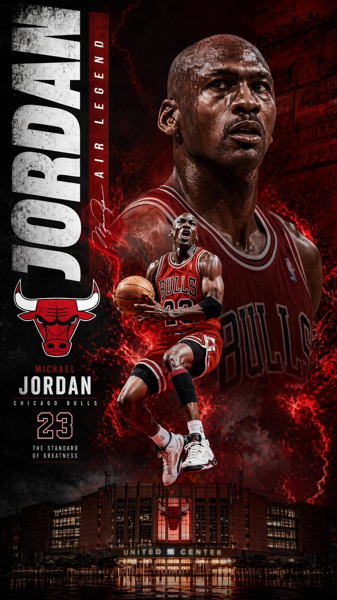 Michael Jordan Sports Graphic Wallpaper Qwen Image prompt example: A premium sports graphic design prompt for a 9:16 phone wallpaper of Michael Jordan with energy effects and...