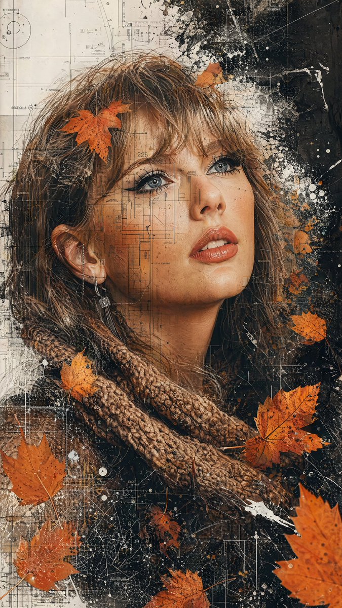 Multimedia Collage Fashion Portrait Qwen Image prompt example variation 3: A high-fashion cinematic portrait prompt with multimedia effects like blueprints and paint splatters.