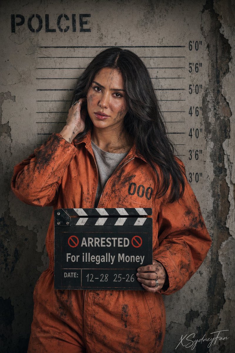 Gritty Prison Mugshot Portrait Qwen Image 프롬프트 예시: A detailed JSON-based prompt for a realistic, cinematic mugshot of a prisoner in an orange jumpsuit.