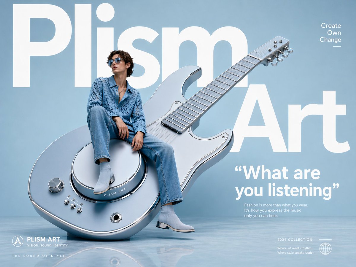 Avant-Garde Fashion Eyewear Ad 的 Qwen Image 提示词示例图:A creative editorial advertising prompt for eyewear featuring surreal oversized props and bold typography.
