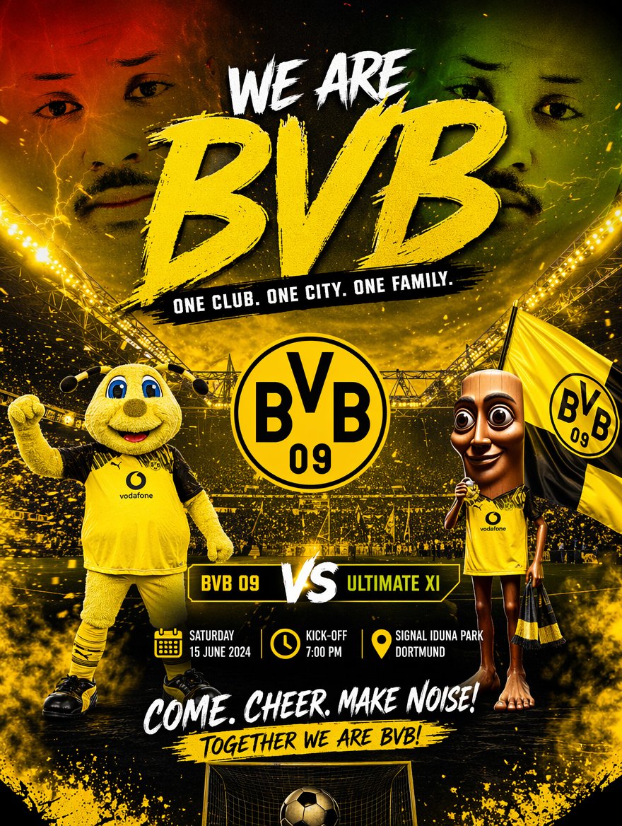 Soccer Event Poster Redesign Qwen Image prompt example: A graphic design prompt instructing the AI to act as a premium designer to transform an existing poster into a bold new...