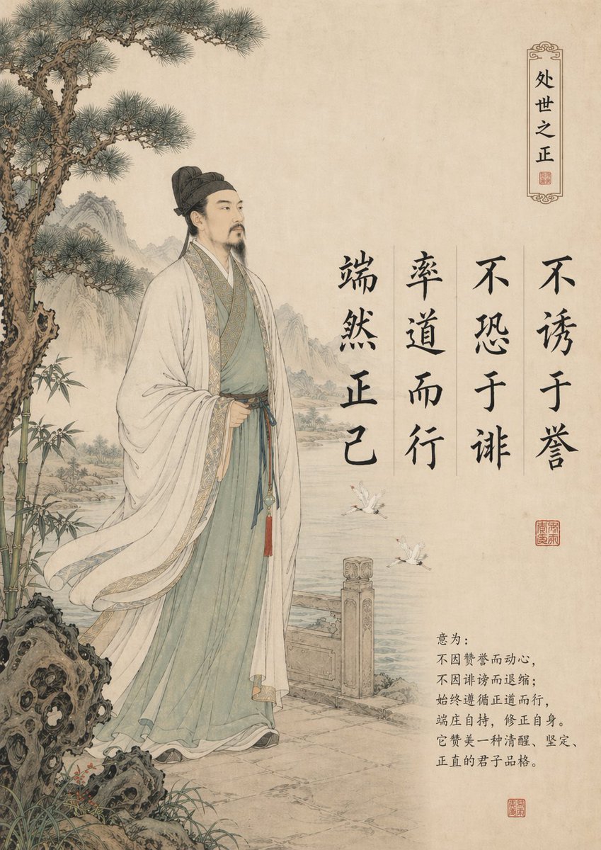 Traditional Chinese Gongbi Art with Quote Qwen Image 프롬프트 예시: A prompt for generating Song Dynasty style Gongbi paintings that embody a specific philosophical quote, including...