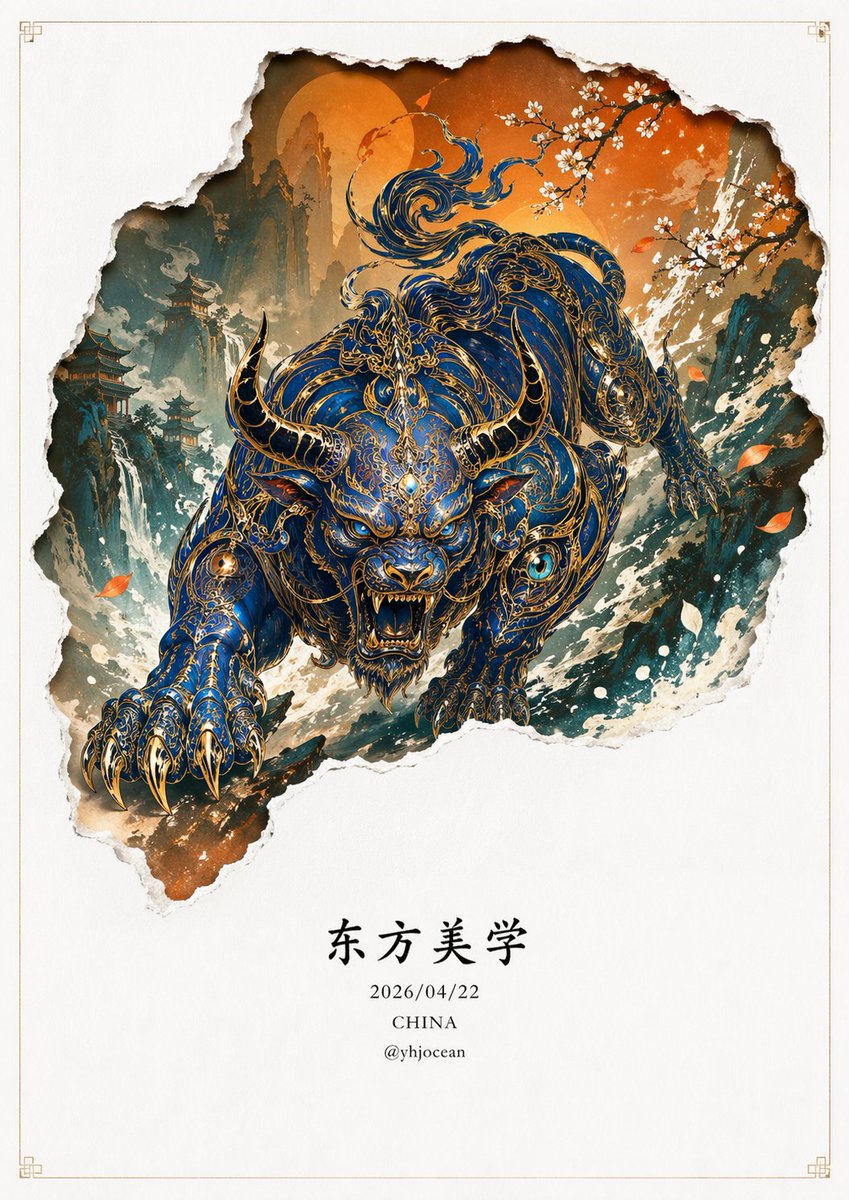 Mythical Beast Character Personality Prompt のQwen Imageプロンプト例: A detailed prompt defining the specific expressions and personalities of four ancient Chinese mythical beasts for...