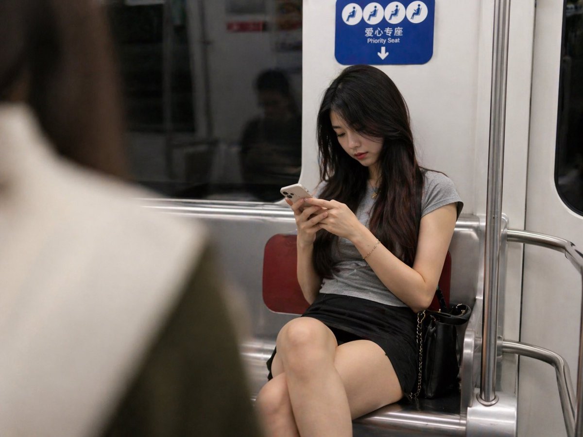 Subway Candid Photo Prompt 的 Qwen Image 提示词示例图 变化图 2:A simple and effective prompt for generating a high-quality, candid-style photo of a woman on a subway using GPT image-2.