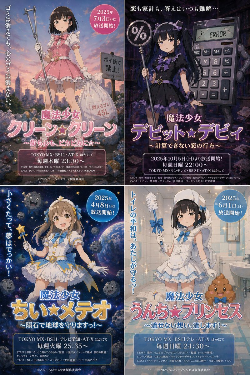 Surreal Japanese Anime Poster Prompt Qwen Image prompt example: A prompt for generating stylized, slightly absurd anime posters that look like professional productions, including...