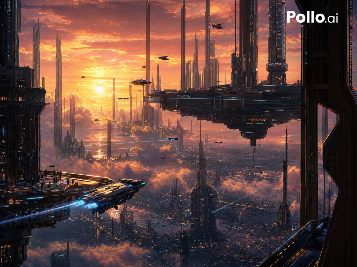Futuristic Sunset Megacity 的 GPT Image 2 提示词示例图：This prompt generates an epic cinematic sci-fi cityscape at golden hour, ideal for concept art, wallpapers, and futuristic...