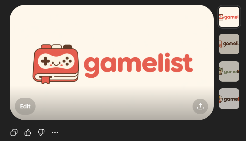Cute Gamelist App Logo Mockup 的 GPT Image 2 提示词示例图：A polished AI-image-style logo preview showing a friendly gaming app wordmark and icon, useful for generating SVG-ready startup...
