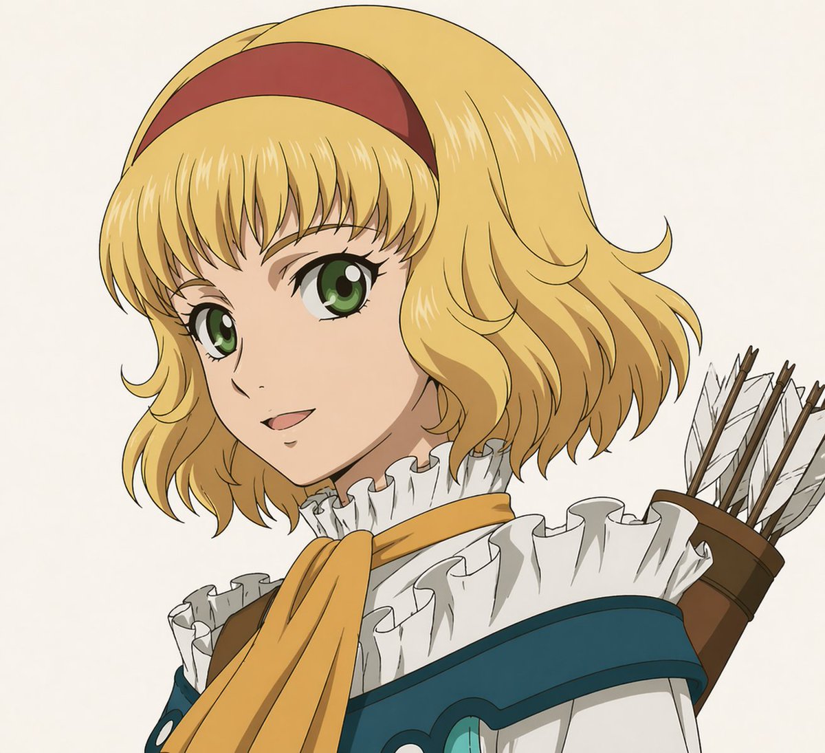 Anime Archer Portrait with Censored Face Qwen Image 프롬프트 예시: This prompt generates a clean fantasy-anime upper-body character portrait of a blonde archer with a face-obscuring...