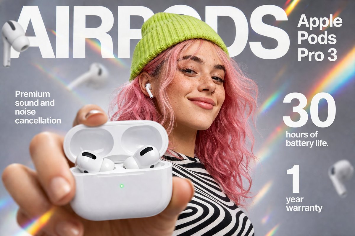 Earbuds E-commerce Infographic Qwen Image 프롬프트 예시 변형 2: A professional product photography prompt for an earbud infographic, including layout instructions for foreground,...