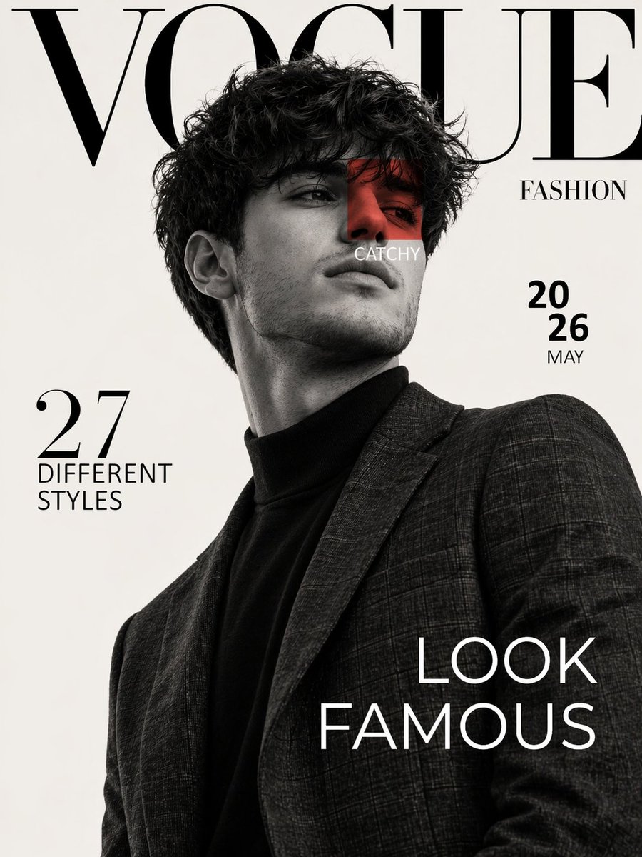 Luxury Fashion Magazine Cover Prompt のQwen Imageプロンプト例: A sophisticated prompt for creating high-fashion magazine covers in the style of VOGUE, featuring studio portrait...