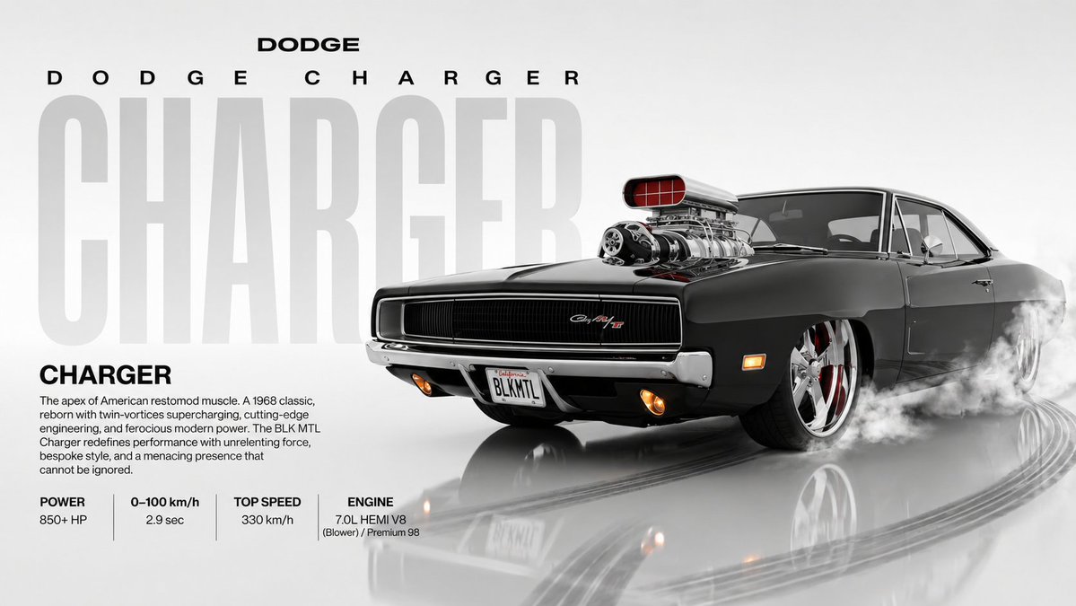 Dynamic Automotive Poster Reconstruction Qwen Image prompt example: A sophisticated prompt that replicates a car from an uploaded image and places it in a dynamic drifting studio...