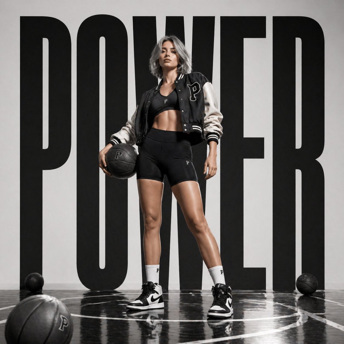 Luxury Sportswear Campaign Poster 的 Qwen Image 提示词示例图：A high-end editorial prompt for generating a premium luxury sportswear campaign poster featuring a female athlete in a...