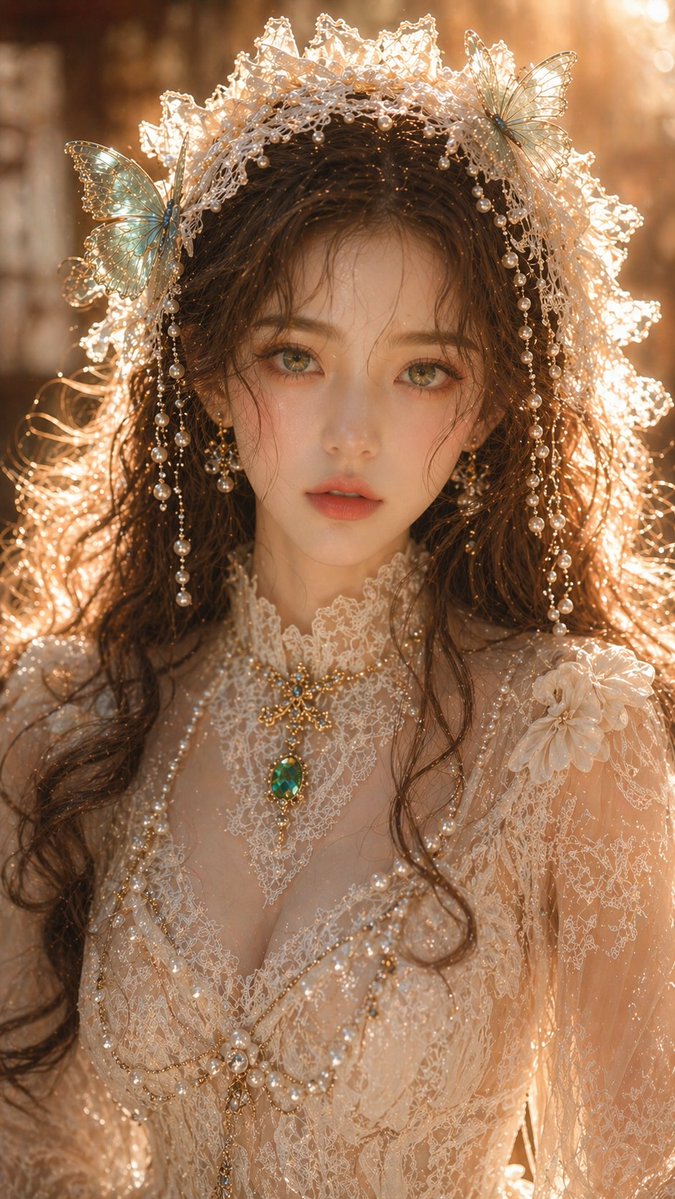 Dreamy Oriental female portrait prompt Qwen Image prompt example: A professional-grade photography prompt for high-quality portraits with specific lighting and texture details.