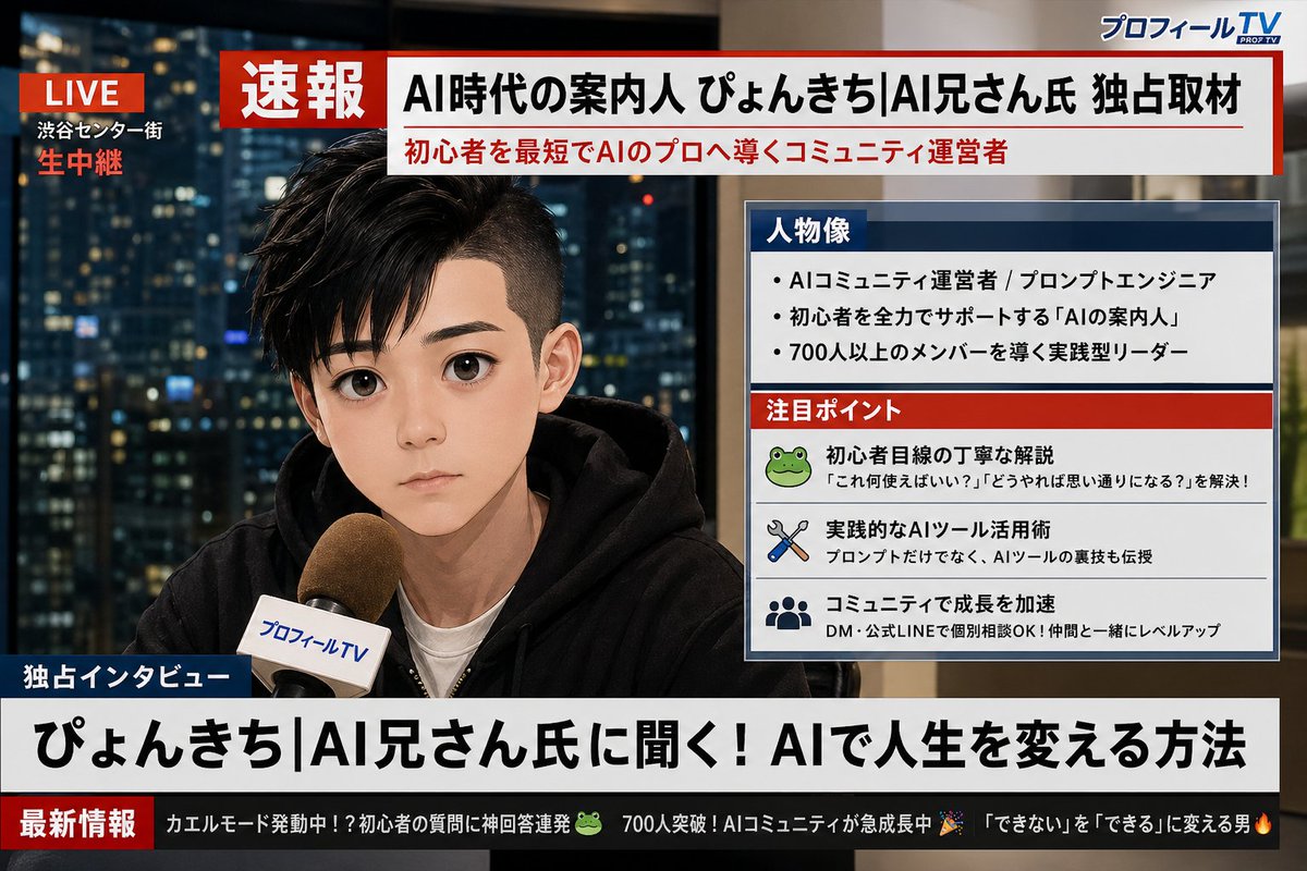 Social Media Profile News Broadcast Transformation GPT Image 2 prompt example: A detailed prompt that analyzes a user's X (Twitter) profile screenshot and generates a realistic...