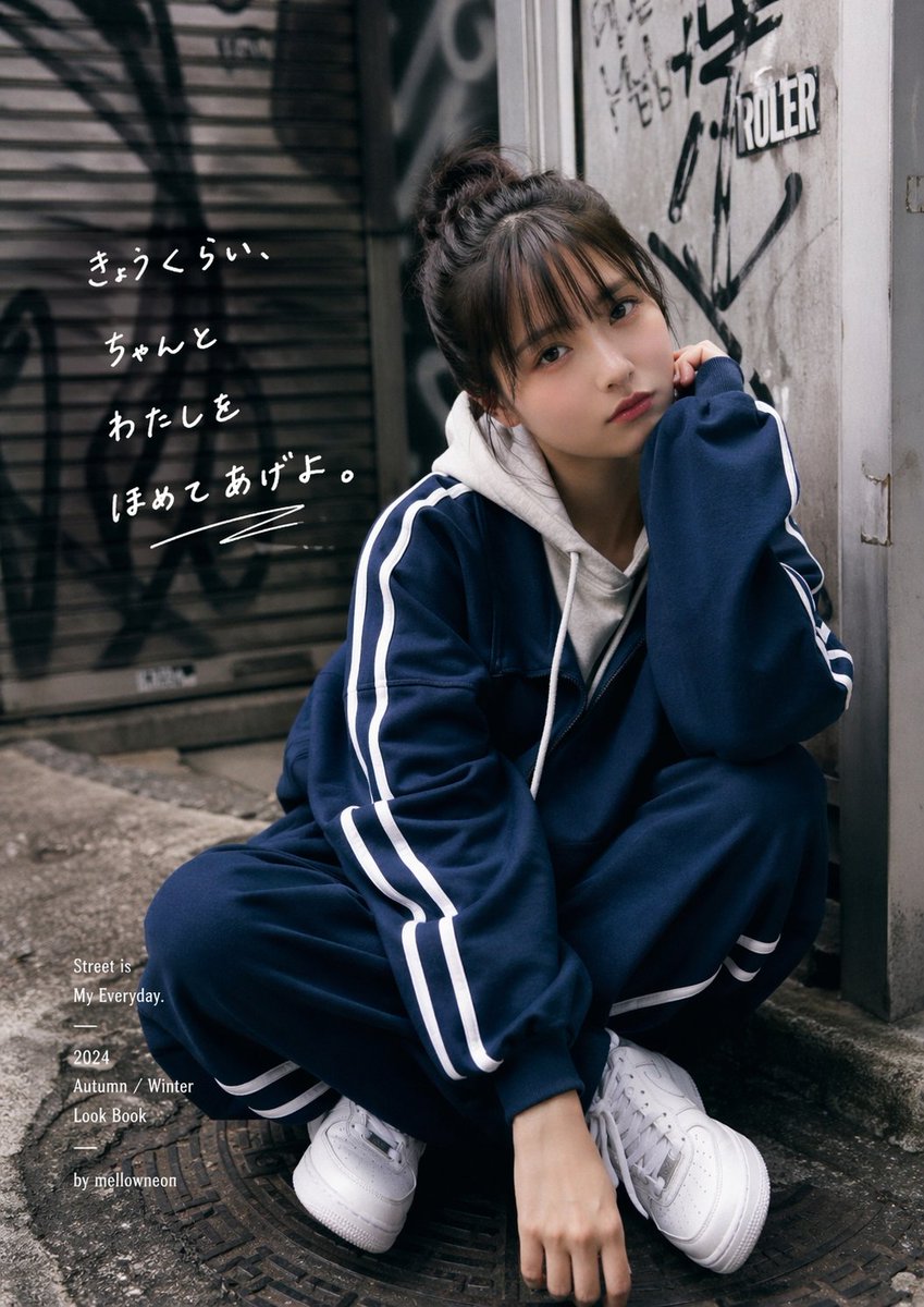 Urban Japanese Streetwear Lookbook Portrait のQwen Imageプロンプト例: This prompt generates a gritty editorial street-fashion portrait with handwritten Japanese text overlays, ideal for...