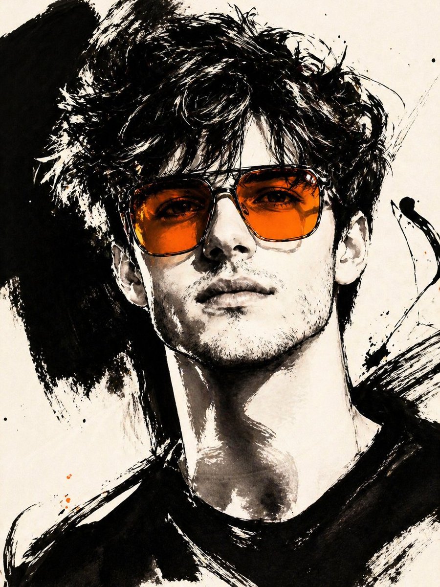 Gestural Ink Fashion Illustration GPT Image 2 prompt example: An advanced image-to-image prompt that transforms a photo into a bold, high-fashion black ink illustration with a...
