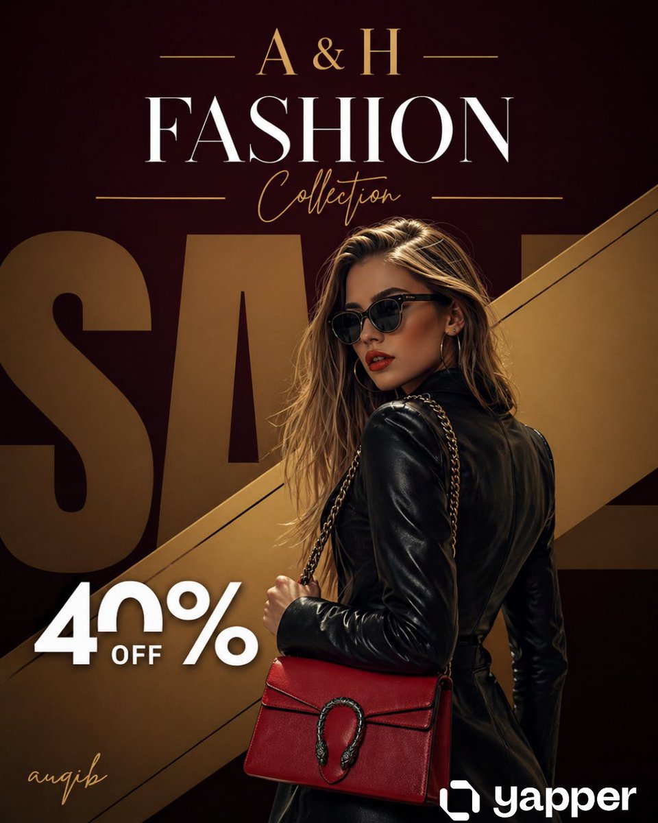 Luxury Fashion Sale Poster のQwen Imageプロンプト例: Generates a high-end fashion campaign poster with specific instructions for layout, branding, and typography