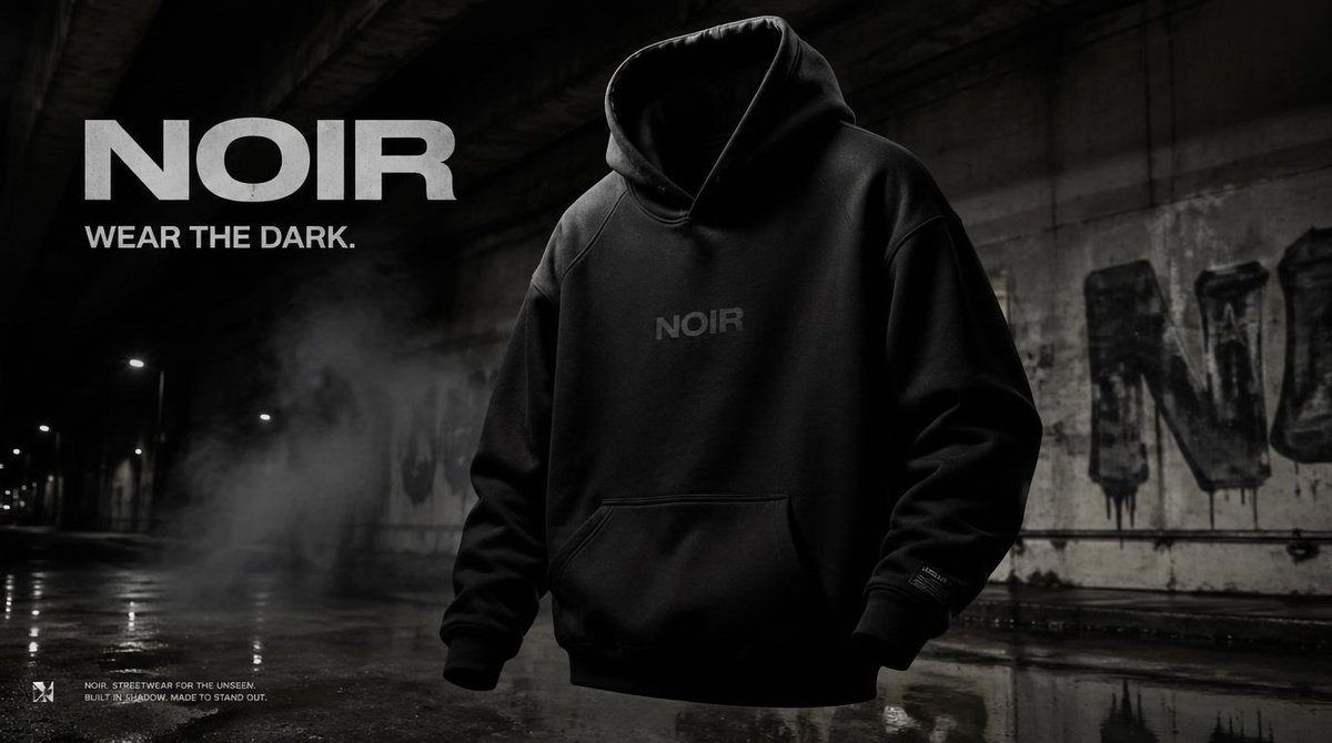 Streetwear Campaign Poster Prompt 的 GPT Image 2 提示词示例图：A prompt for generating a premium urban streetwear campaign poster for a brand called NOIR, featuring a gritty aesthetic...