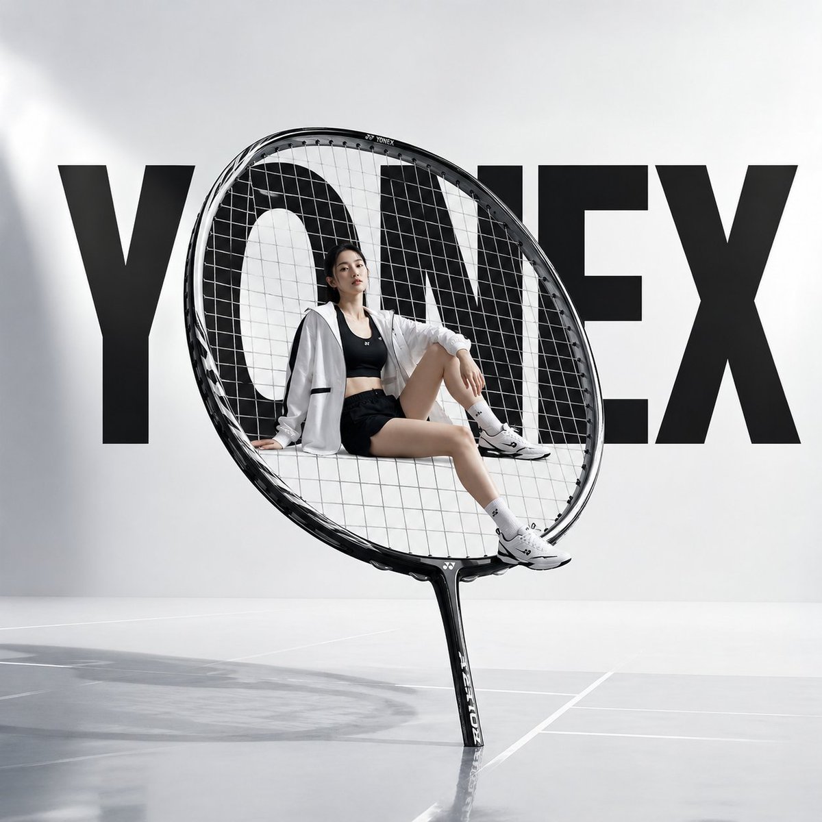 Avant-garde Sports Advertisement GPT Image 2 prompt example: A highly detailed prompt for a fashion-forward sports ad featuring surreal proportions and clean studio lighting.