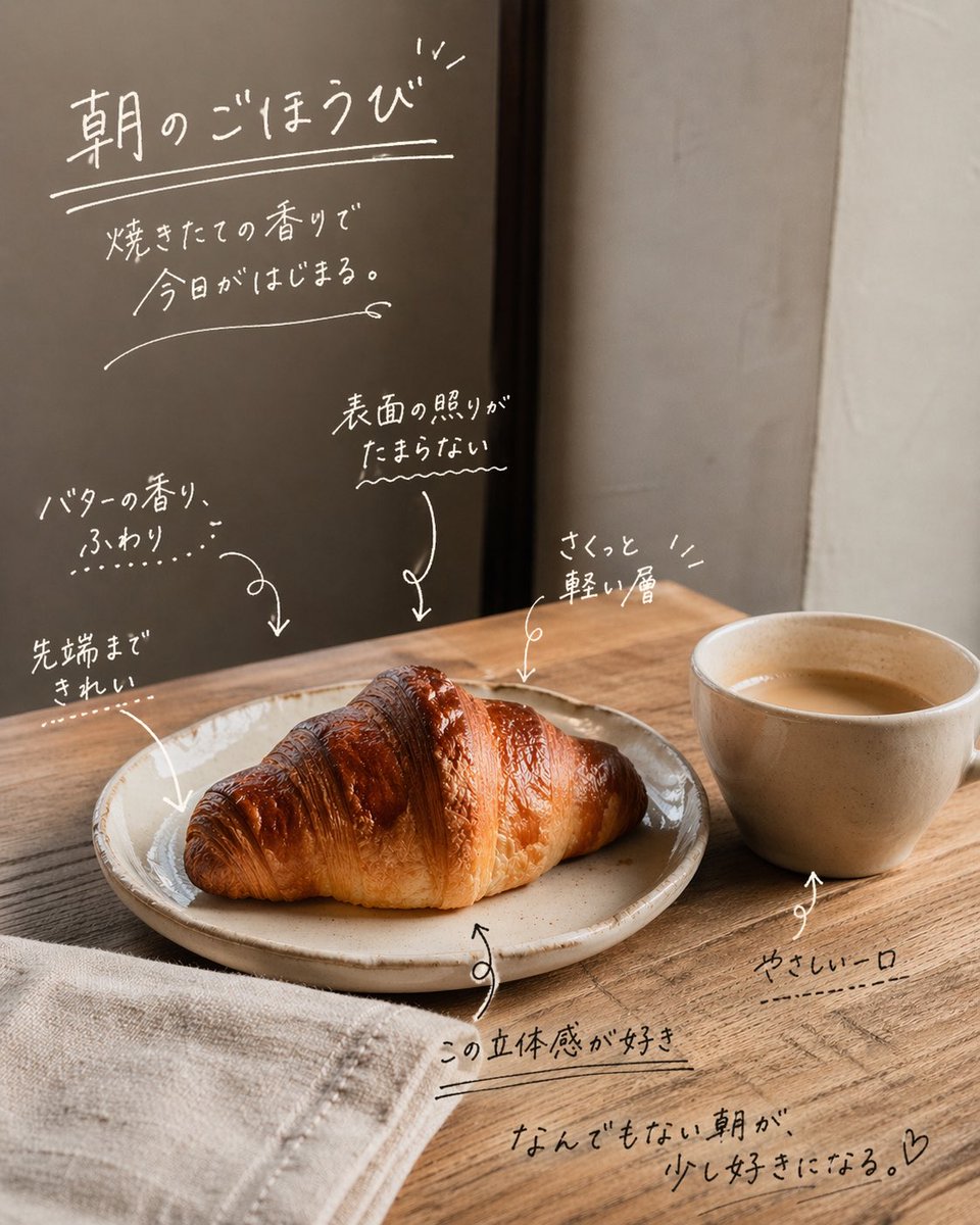 Handwritten Japanese Cafe Photo Overlay Qwen Image 프롬프트 예시: This prompt adds emotive handwritten Japanese copy and callout annotations to a reference cafe photo for cozy social...