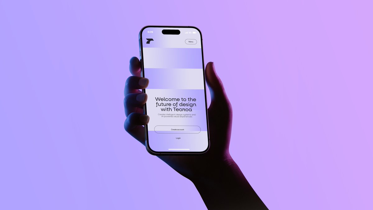 Neon Hand Holding Smartphone Mockup Qwen Image prompt example: A cinematic tech-ad image of a hand holding a smartphone showing a minimalist landing page, ideal for startup...