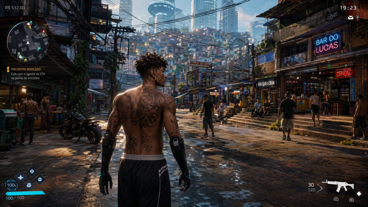 Video Game Lobby Interface Prompt Qwen Image 프롬프트 예시 변형 4: A prompt for generating a clean and minimalist video game lobby starting screen with standard menu options.