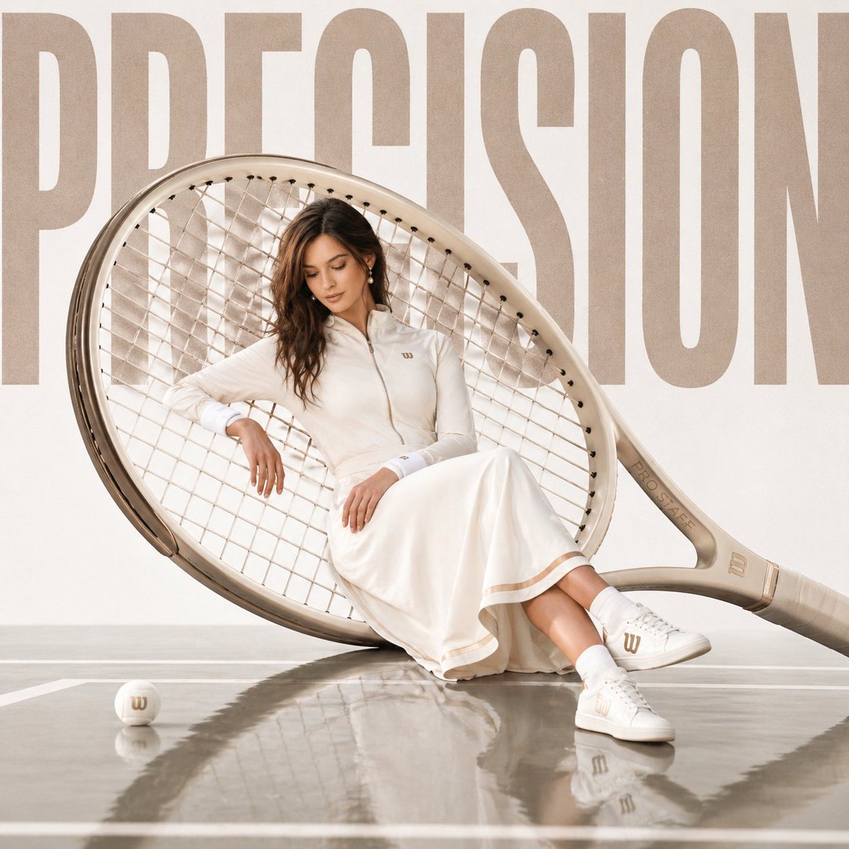 Luxury sports advertisement prompt GPT Image 2 prompt example: Creates an avant-garde sports ad featuring a subject in a relaxed pose on oversized equipment, designed for...