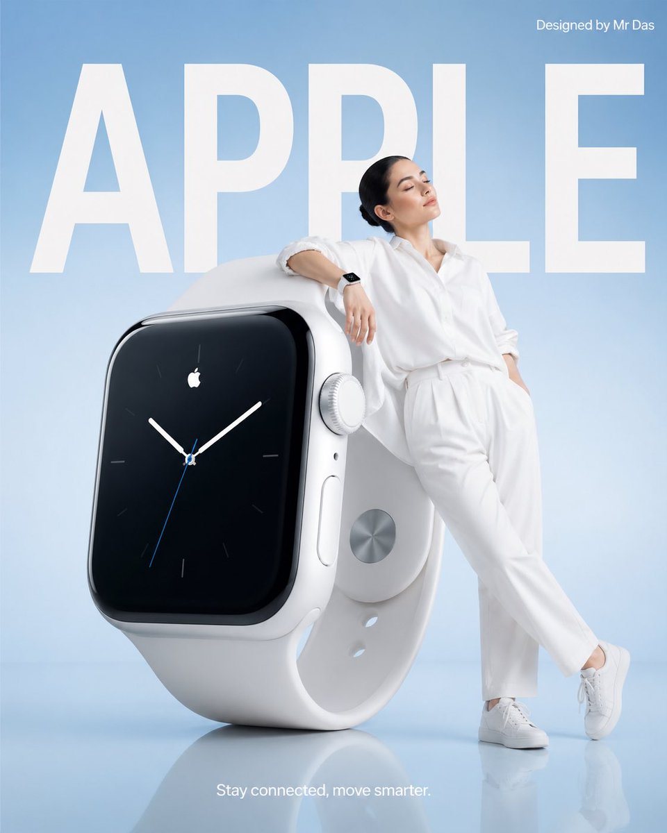Minimalist Smartwatch Commercial Ad Qwen Image prompt example: A prompt for a clean, high-end commercial advertisement for a smartwatch featuring a minimalist design and soft...