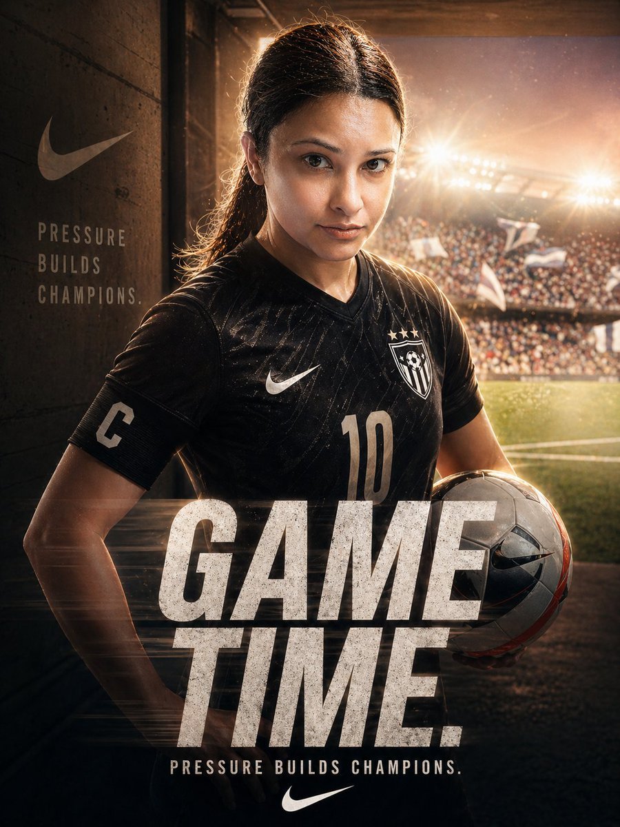 Soccer-Themed Motivational Poster GPT Image 2 prompt example: A prompt designed to transform a portrait into a cinematic, motivational soccer-themed poster with professional...