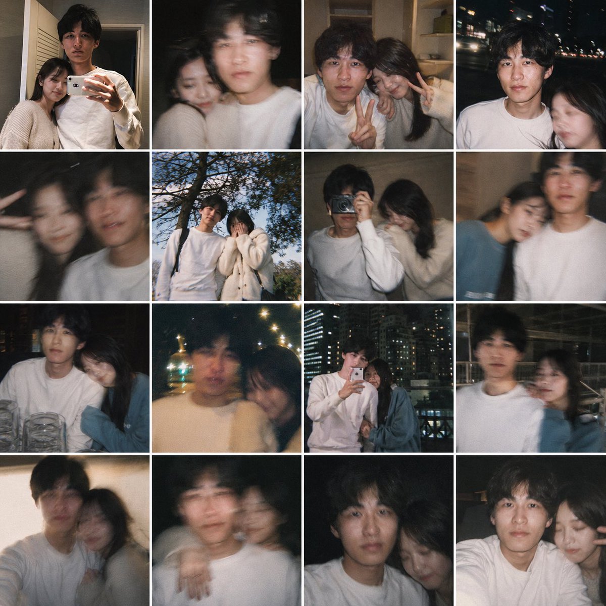 Fake Couple Photo Dump Collage Qwen Image 프롬프트 예시: This prompt turns a single personal reference photo into a believable 16-image smartphone collage of candid couple memories,...