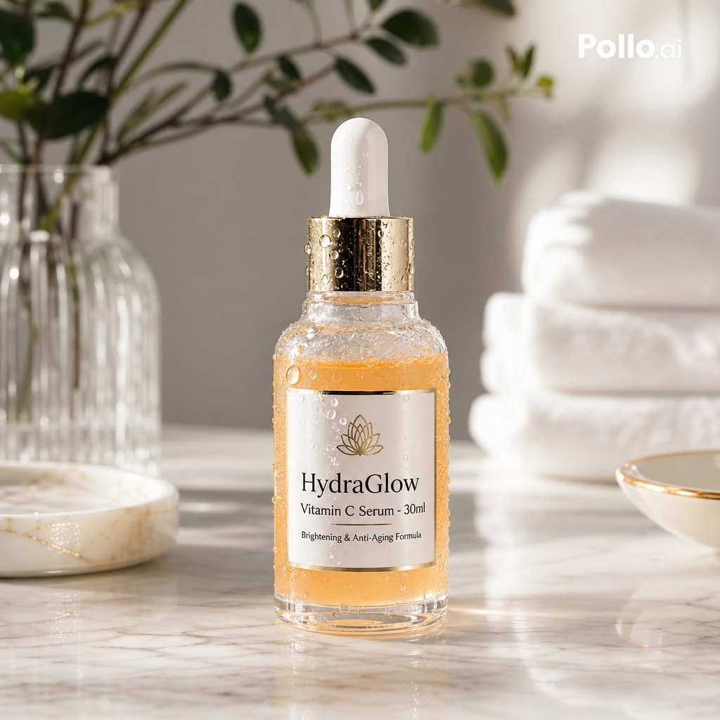 Luxury Vitamin C Serum Product Shot 的 GPT Image 2 提示词示例图:This prompt generates a premium photorealistic skincare product image for e-commerce, beauty ads, and luxury wellness...