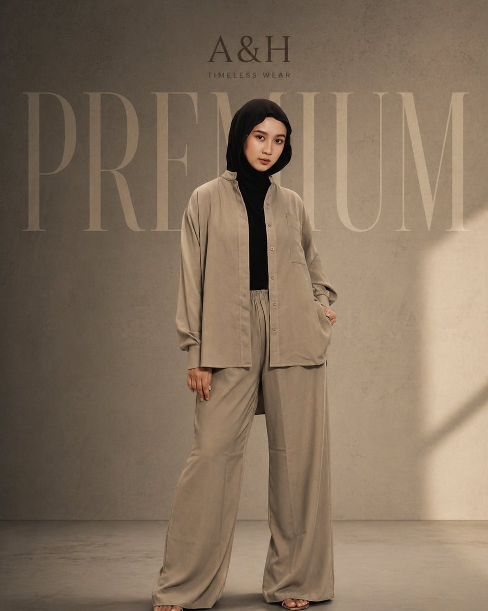 Modest Fashion Studio Editorial Prompt Qwen Image 프롬프트 예시: A cinematic prompt for generating modest fashion photography in a minimal studio setting with warm lighting and premium...