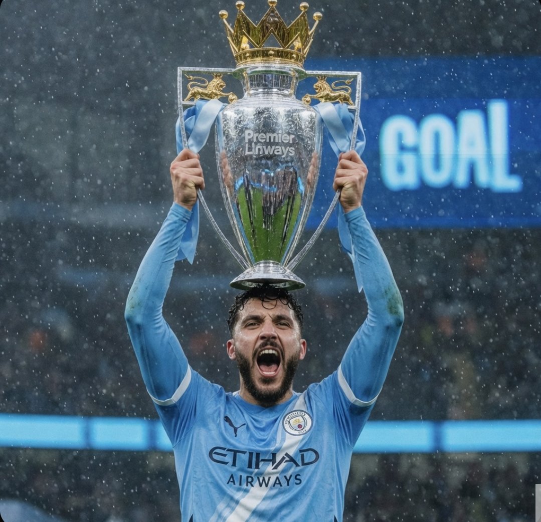 Rainy Premier League Trophy Celebration Qwen Image 프롬프트 예시: This generates a photorealistic football victory image of a player lifting the Premier League trophy in heavy rain,...