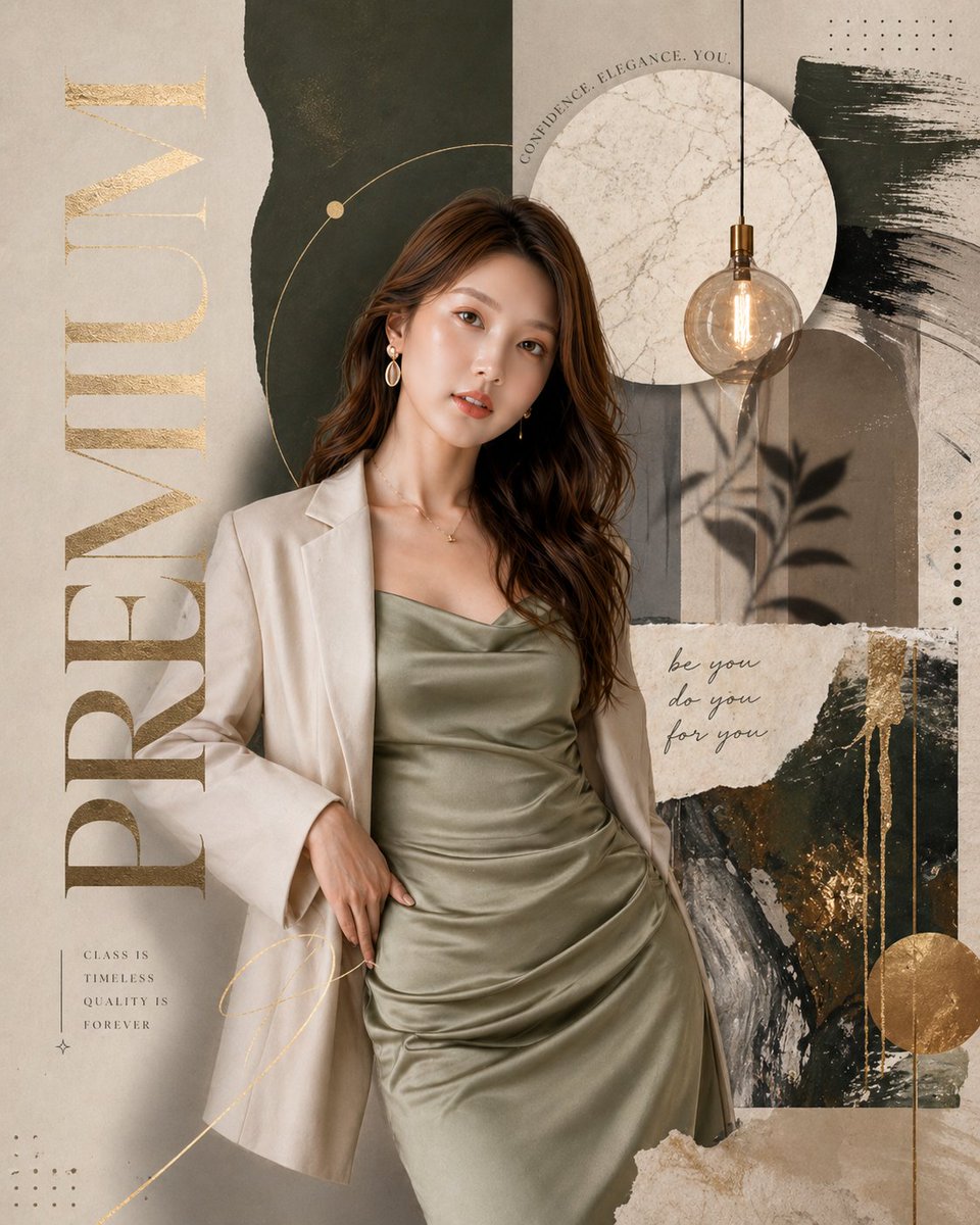 Luxury Fashion Editorial Magazine Poster GPT Image 2 prompt example: A prompt for creating a premium magazine-style collage for a fashion campaign, featuring elegant typography...