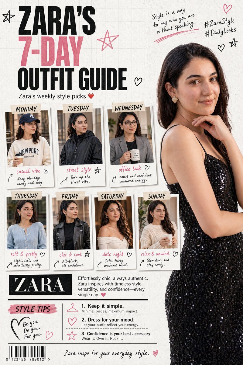 Fashion Magazine Collage Guide GPT Image 2 prompt example: A complex collage layout prompt for a fashion magazine, featuring multiple outfit panels, labels, and handwritten notes.