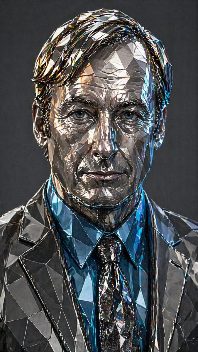 Futuristic Low-Poly Metallic Portrait GPT Image 2 prompt example variation 4: A highly detailed prompt for a geometric, low-poly portrait of a man with reflective chrome and...