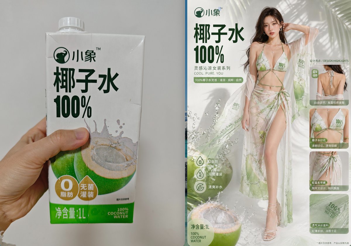 Product-Inspired Summer Fashion Qwen Image prompt example variation 2: Designs a summer-themed women's clothing collection based on the aesthetics of a specific physical product.